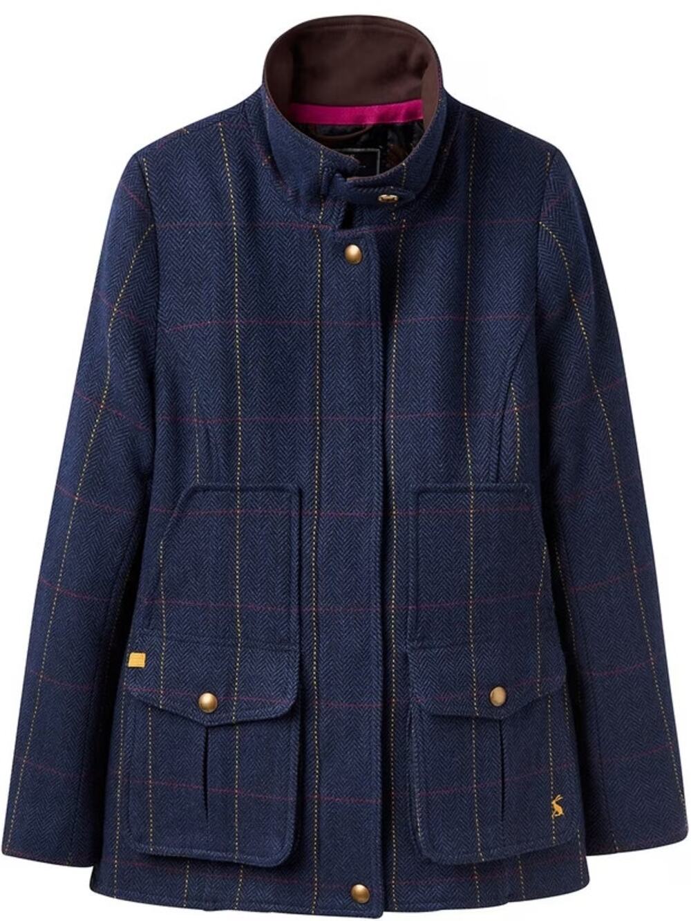 Joules Field Coat Navy Tweed Jacket Womens Size US 8 UK 12 Wool Blend EUC